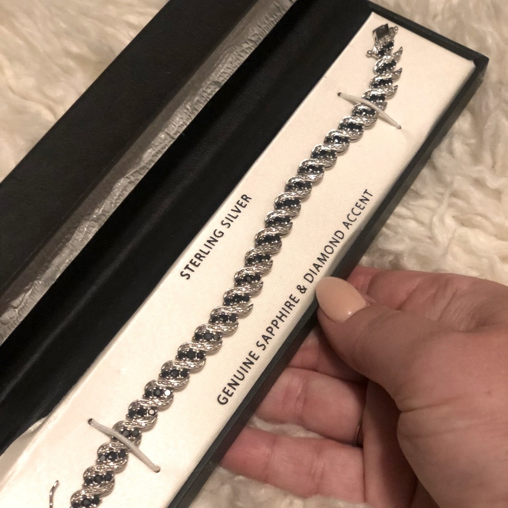Diamond and Sapphire Sterling Silver Bracelet